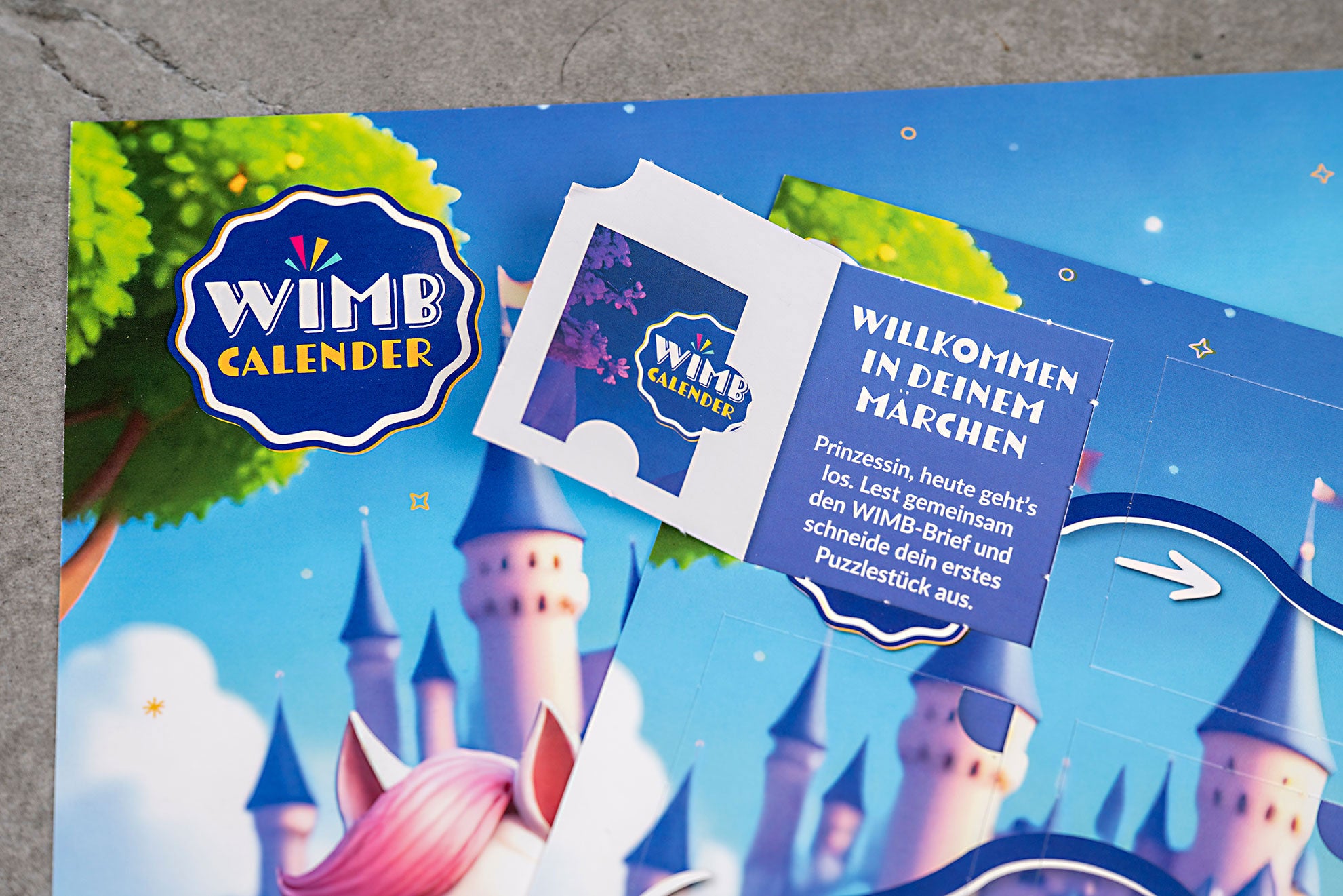 Puzzlestück mit WIMB Calender Logo und erstem Geburtstagshinweis